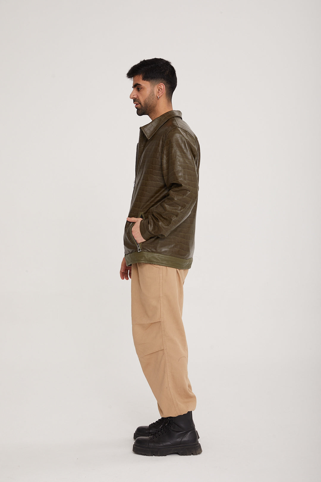 Lambskin leather & Rex fur Jacket - MOCHA