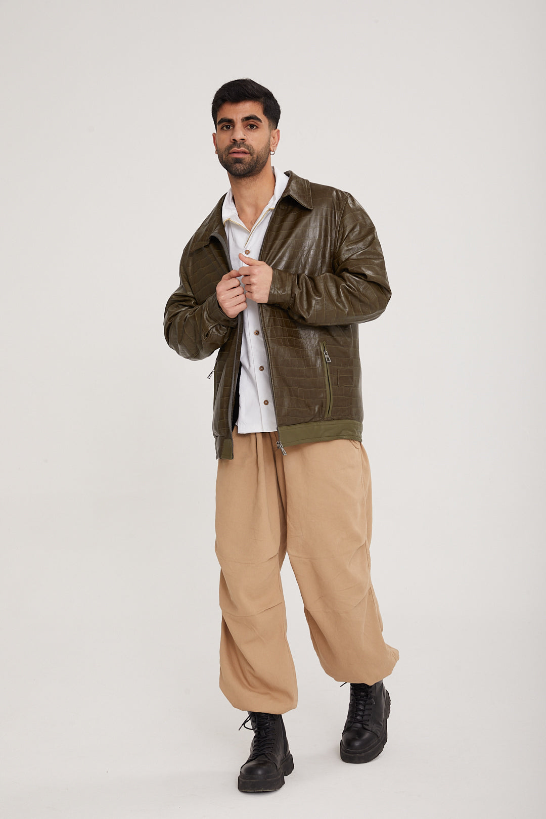 Lambskin leather & Rex fur Jacket - MOCHA