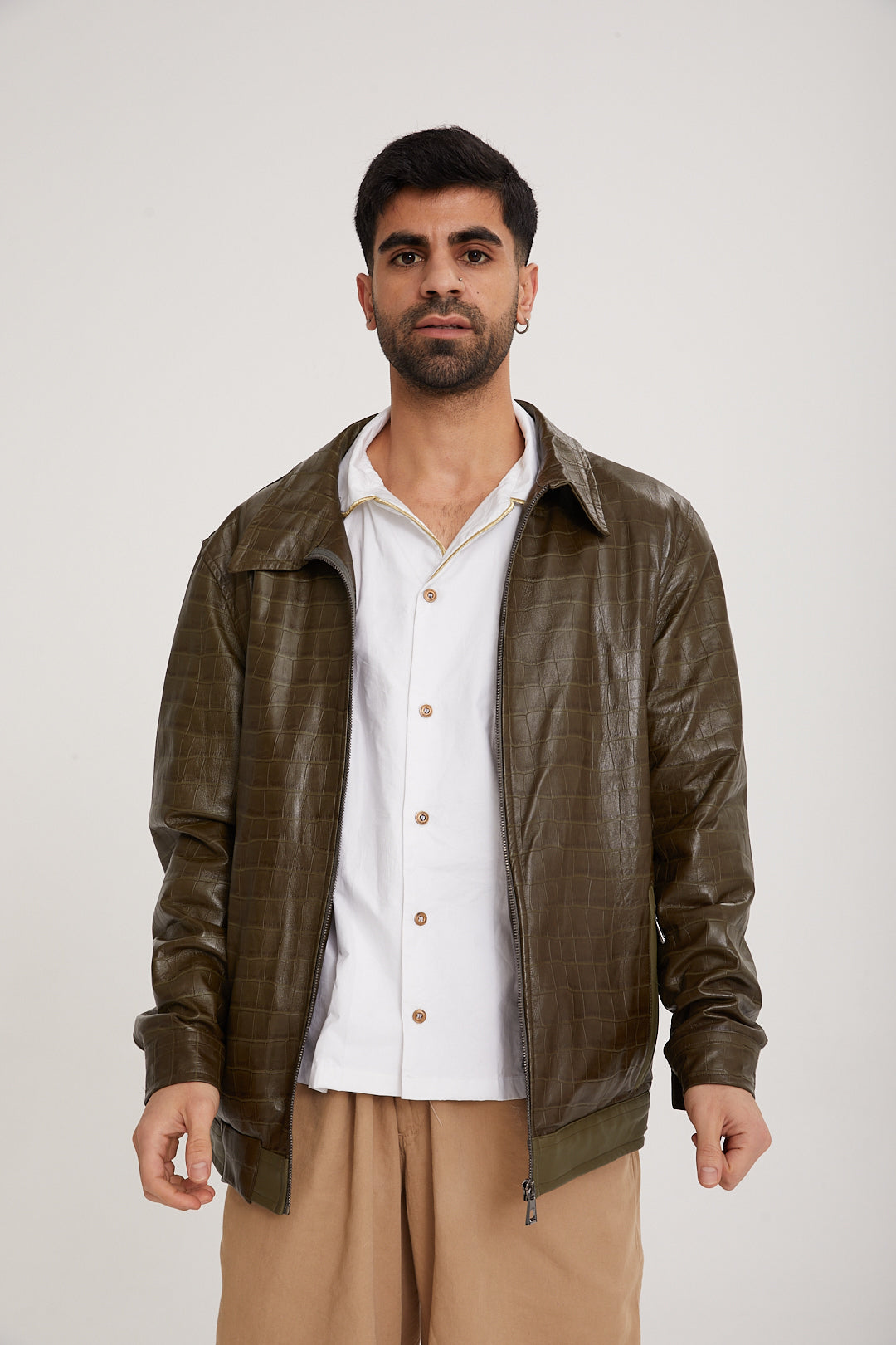 Lambskin leather & Rex fur Jacket - MOCHA