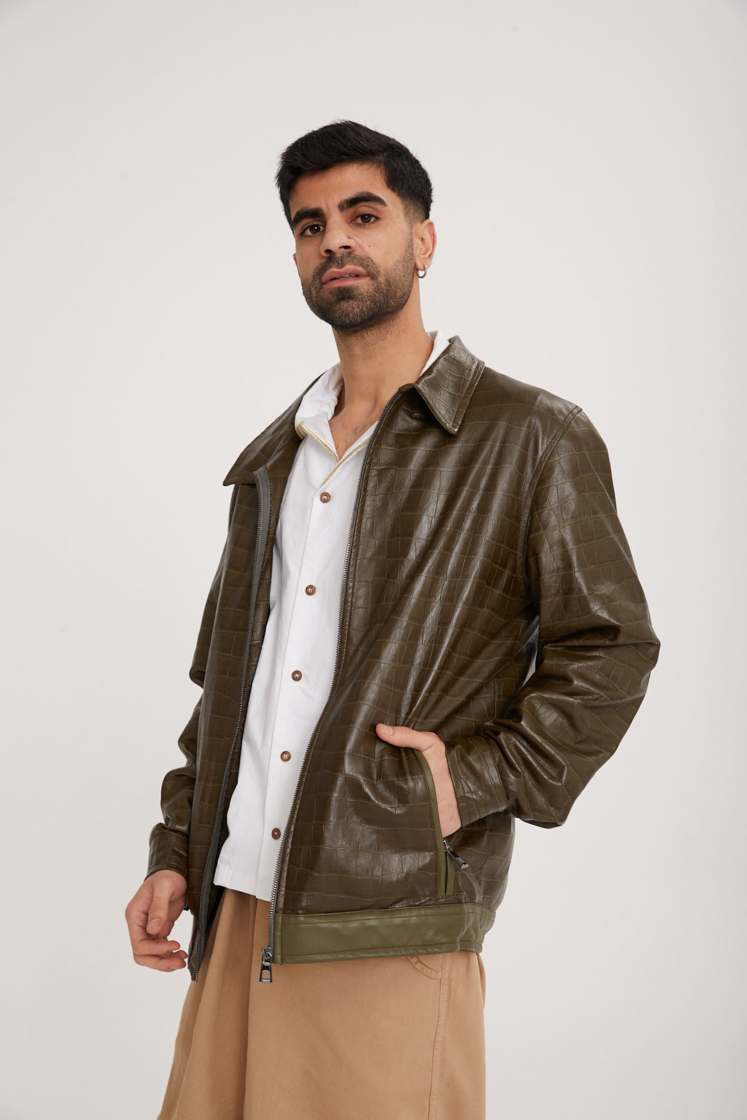 Lambskin leather & Rex fur Jacket - MOCHA