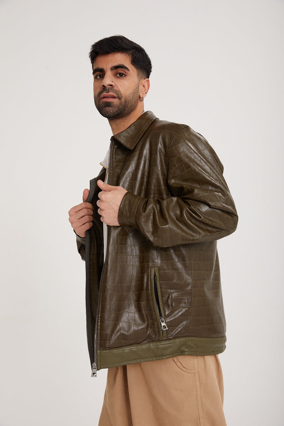 Lambskin leather & Rex fur Jacket - MOCHA