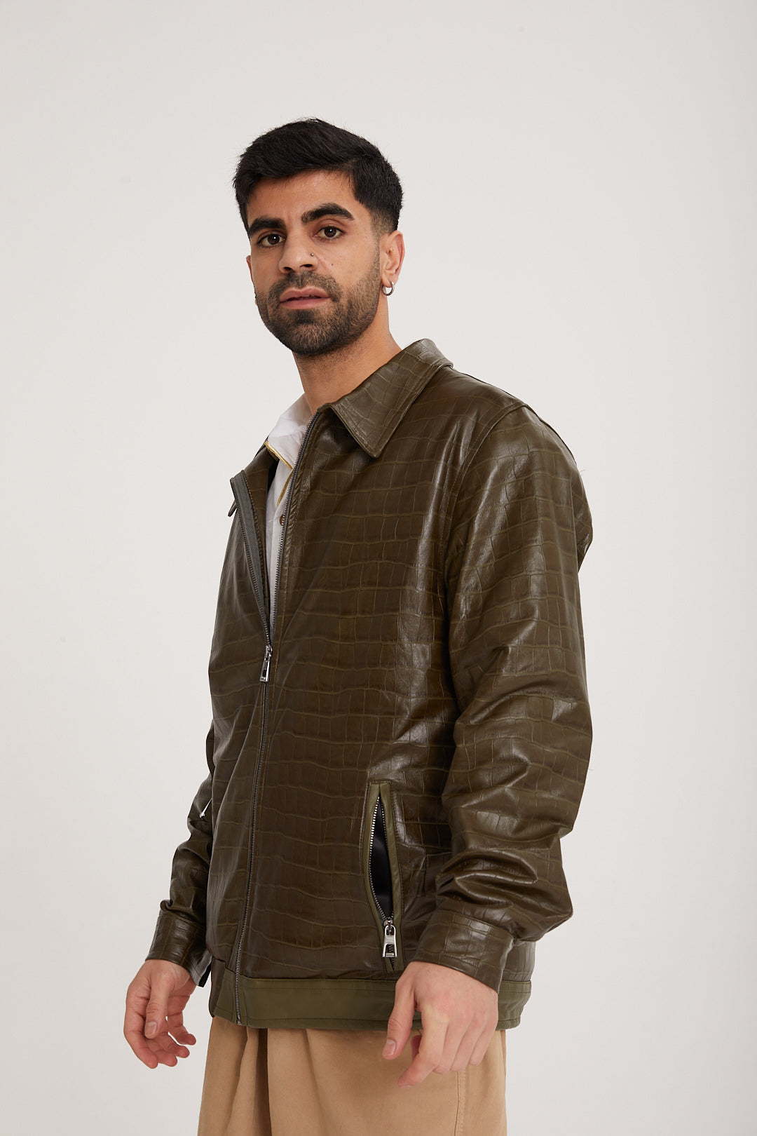 Lambskin leather & Rex fur Jacket - MOCHA