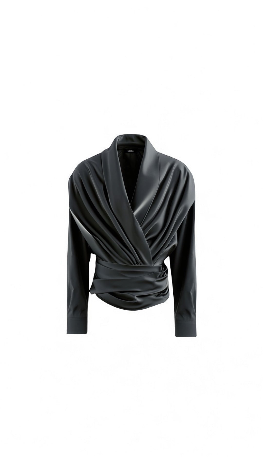 MOCHA Black Draped Blouse