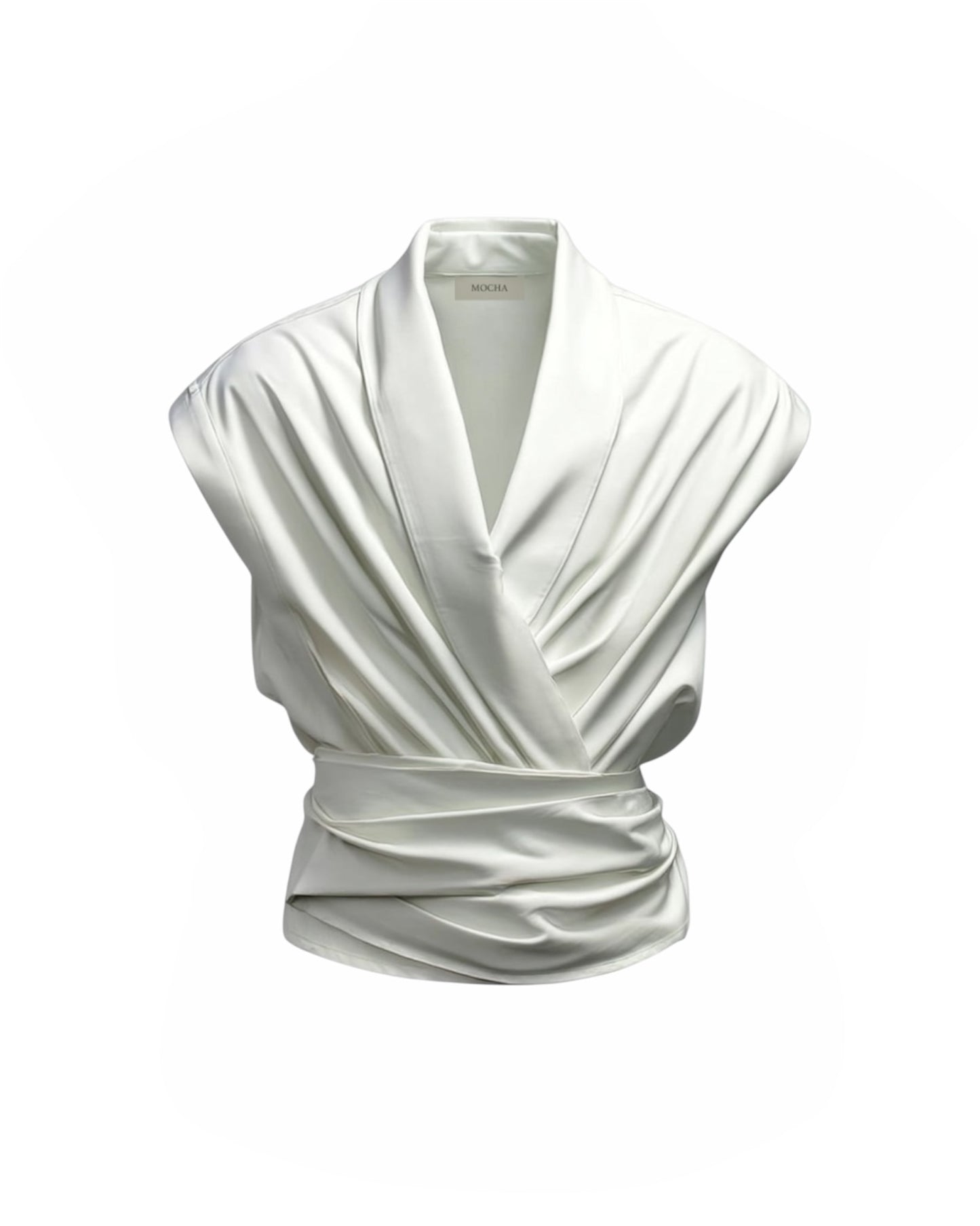 MOCHA Draped Cotton Blouse
