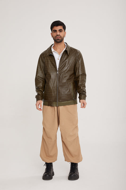Lambskin leather & Rex fur Jacket - MOCHA