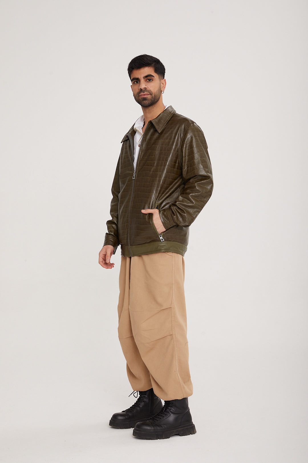 Lambskin leather & Rex fur Jacket - MOCHA